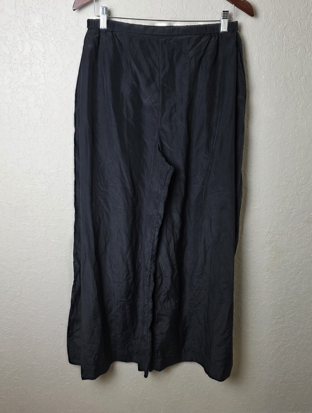 COS Silk Cotton Blend Super Wide Leg Pants Trouser Black Size 10
